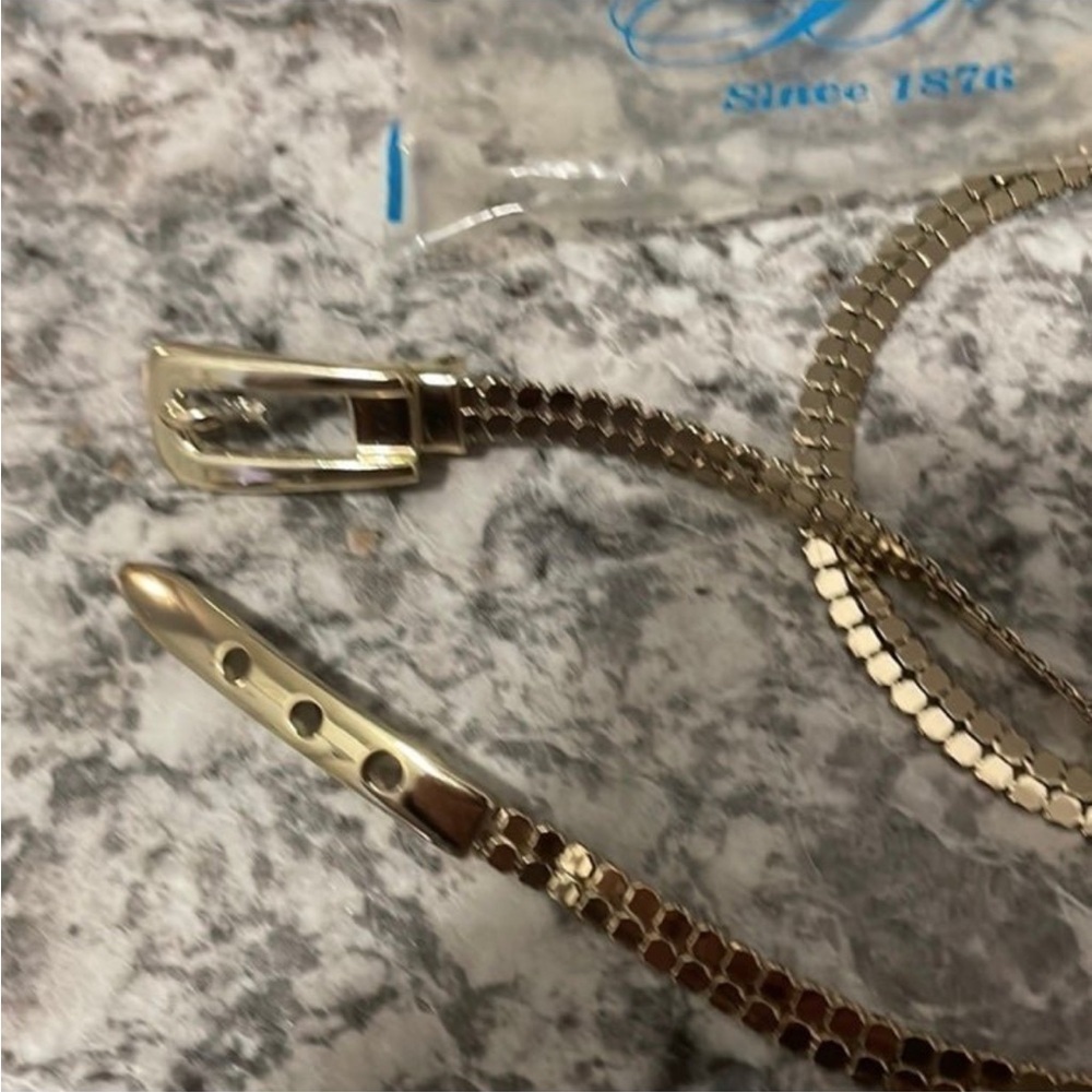 NWT Whiting & Davis Vintage Gold tone Snake Belt . Brand new . - Picture 8 of 8